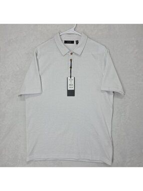 Hedge SAMPLE Ribbed Knit Short Sleeve Casual Henley Sz M Outdoor Sports White